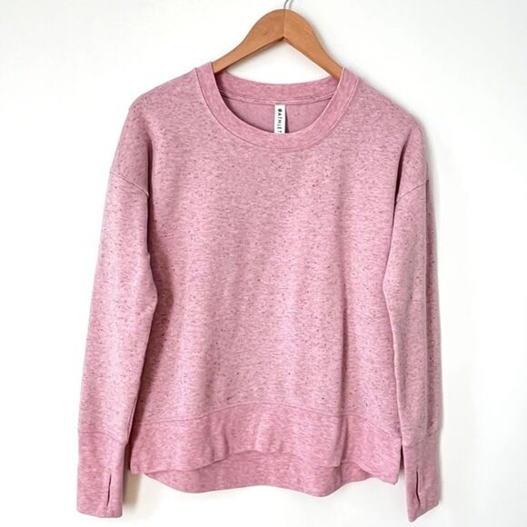 Athleta Pink Speckled Tencel Lyocell Blend Sweatshirt XXS Soft Relaxed Fit - Picture 2 of 9